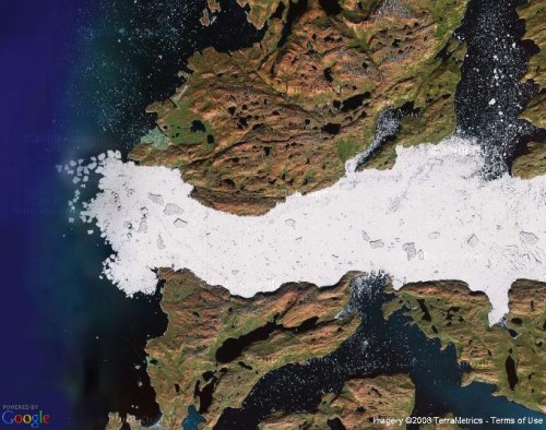 Satellite view of Ilulissat Icefjord