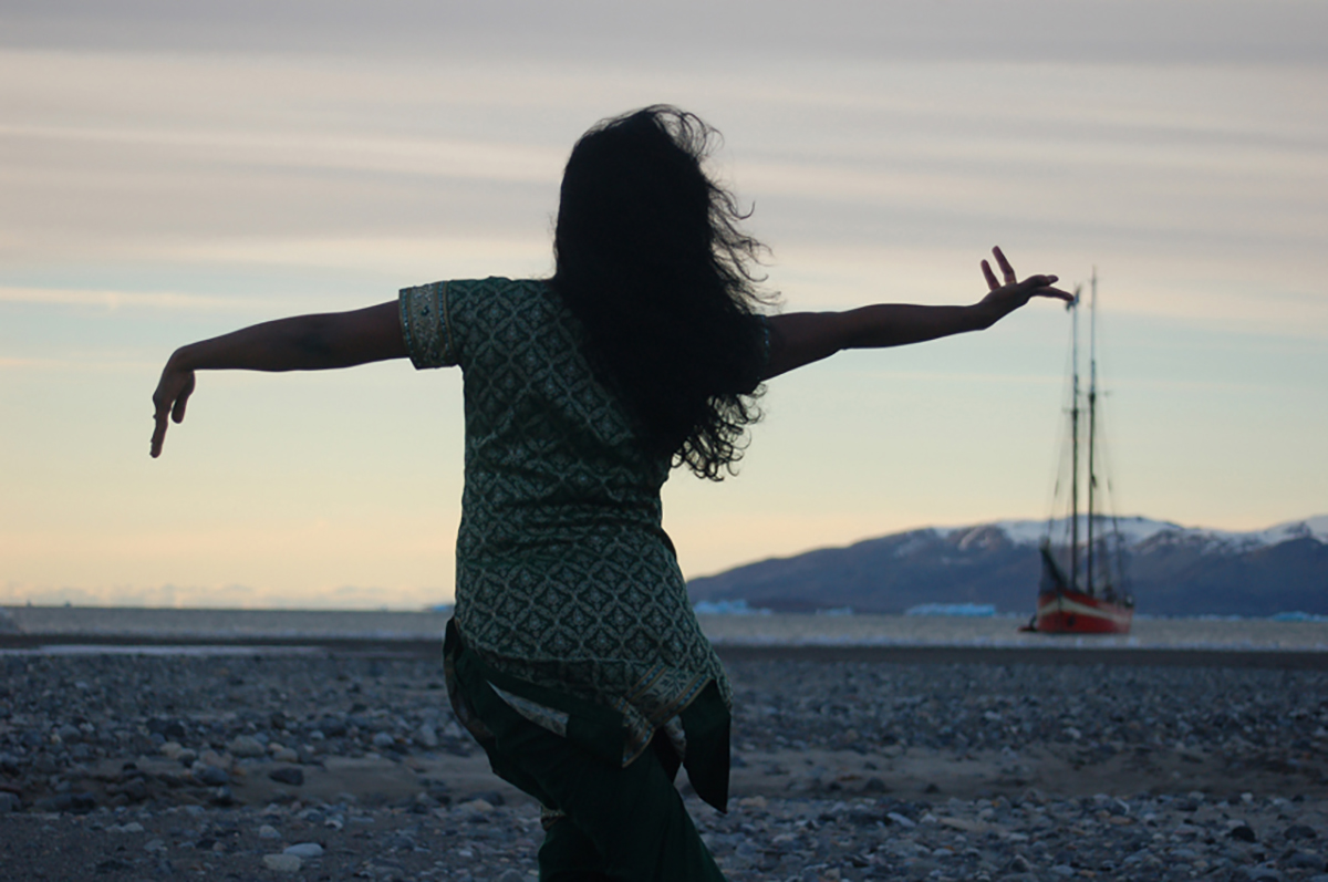 dancer in arctic landscape