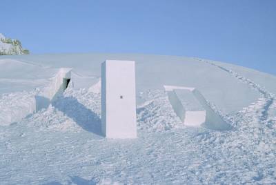 sculptures in arctic landscape