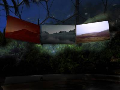 3 screen video projection in the Eden Project biome