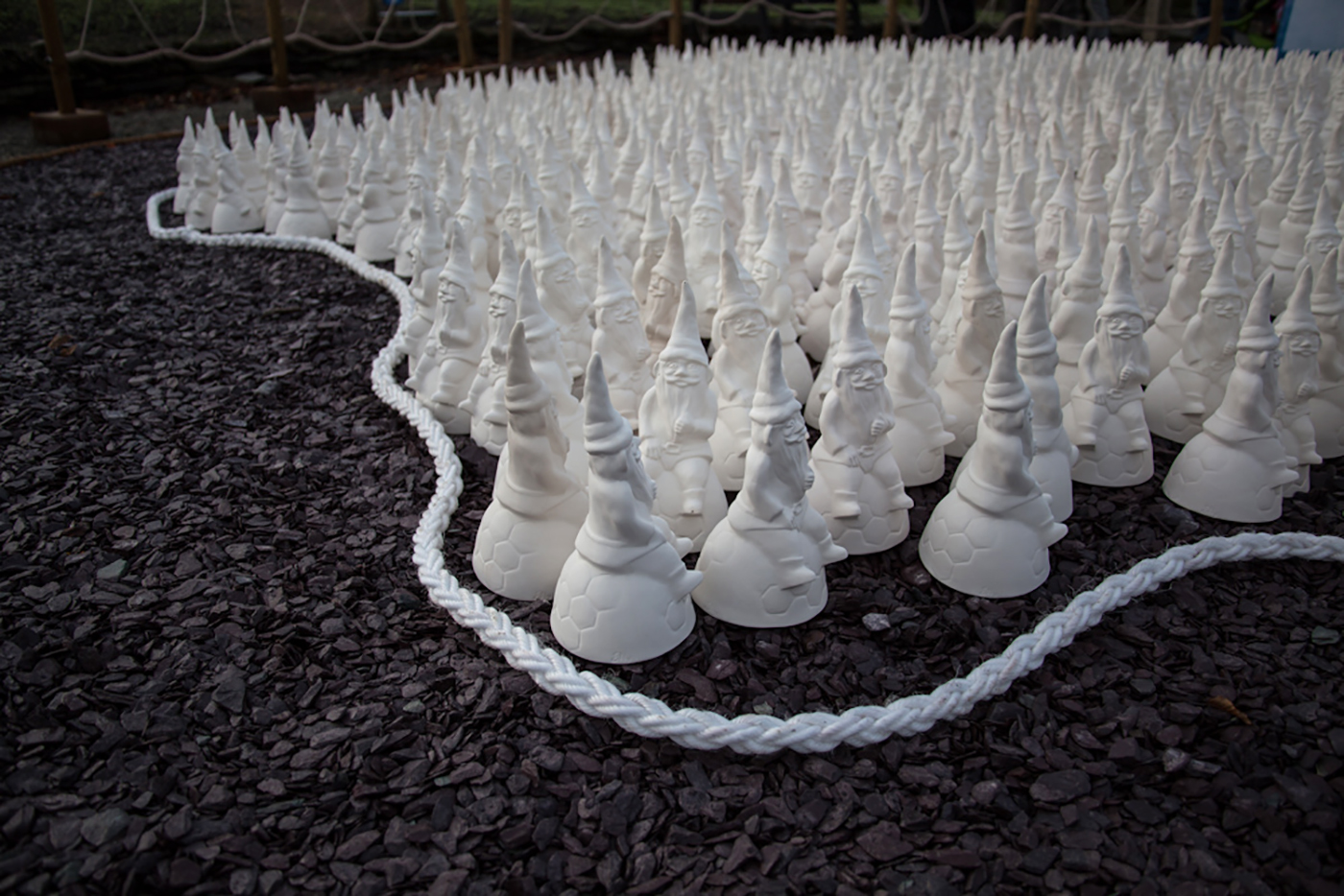 vast installation of garden gnomes