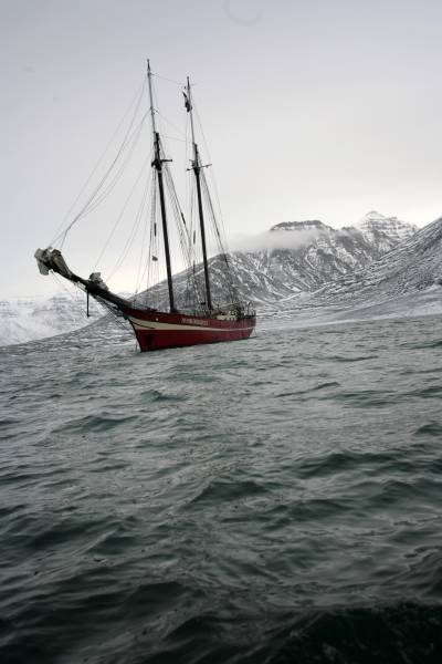 sail boat in Arctic sea