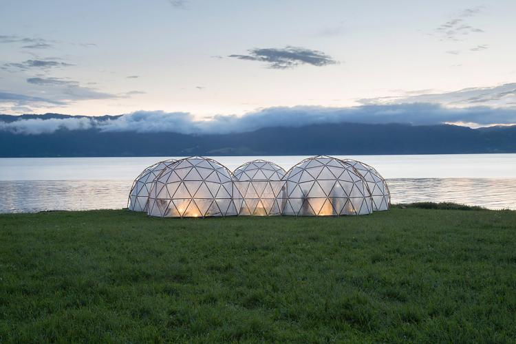 translucent biomes installed on a remote nordic island