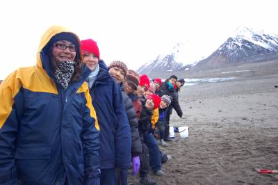 group of young people in Arctic landscape