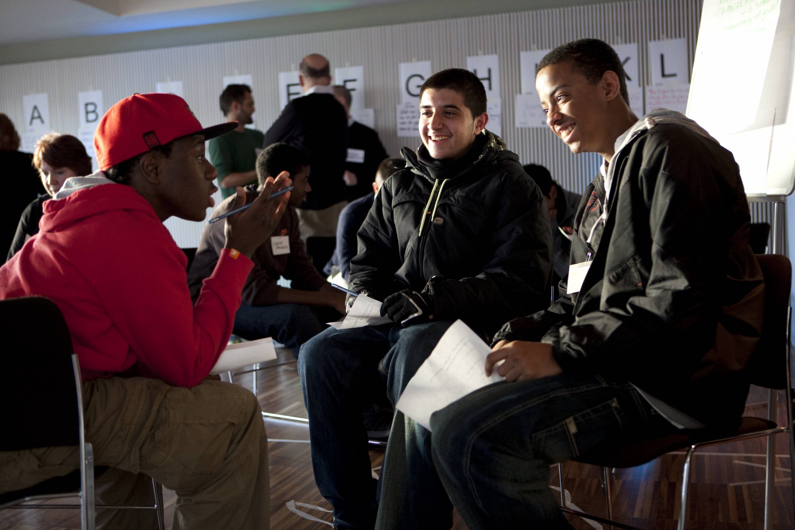 young people listening during a climate workshop